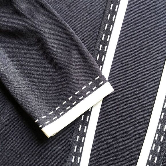 Exclusively Misook Open Front Collared Cardigan Dark Blue White Size 3X A2826 - Picture 3 of 7